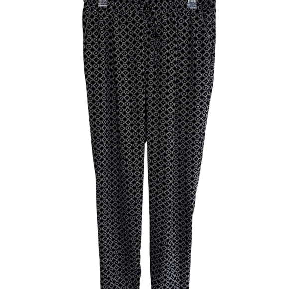 Zac & Rachel Palazzo Pants Medium Elastic Drawstring Waist Black White Geometric - Picture 6 of 12